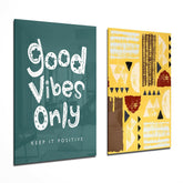 Good Vibes Only 2 Pieces Combine Glass Wall Art | Insigne Art Design.